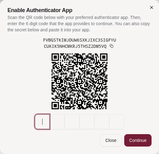 Escanear el código QR e introducir el primer código