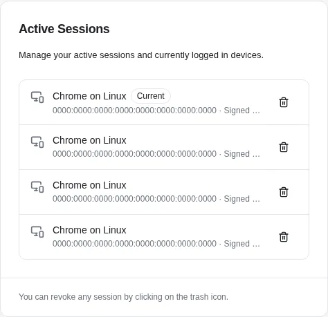 Active sessions